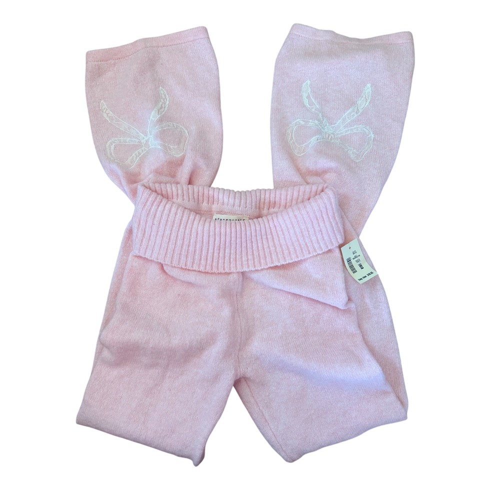 NWT Aeropostale Pink Knit Bow Foldover Lounge Pants Coquette Loungwear